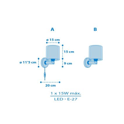 Dalber 41579T - Kinderwandlamp BABY TEDDY 1xE27/15W/230V blauw