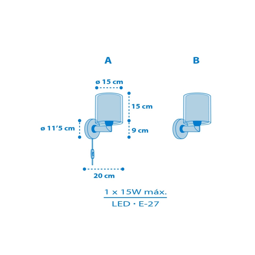 Dalber 41579T - Kinderwandlamp BABY TEDDY 1xE27/15W/230V blauw