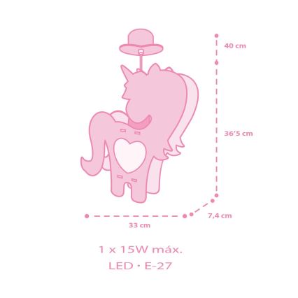 Dalber 41597 - Hanglamp voor kinderen UNICORN 1xE27/15W/230V
