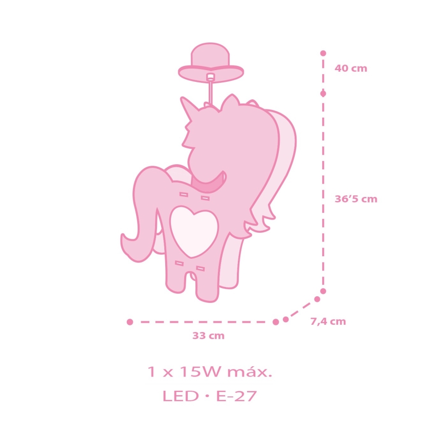 Dalber 41597 - Hanglamp voor kinderen UNICORN 1xE27/15W/230V