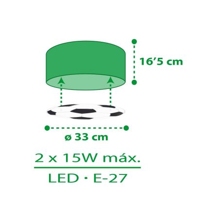 Dalber 41736 - Plafondlamp kinderkamer FOOTBALL 2xE27/15W/230V