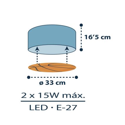 Dalber 41746 - Plafondlamp kinderkamer BASKET 2xE27/15W/230V