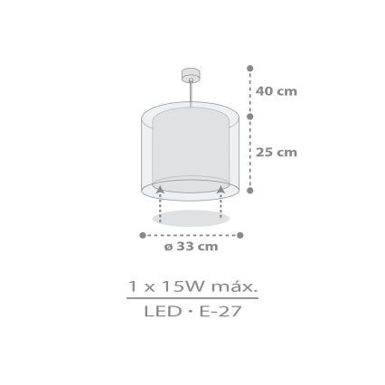 Dalber 41762E - Kinderlamp KAWAII FRIENDS 1xE27/15W/230V grijs