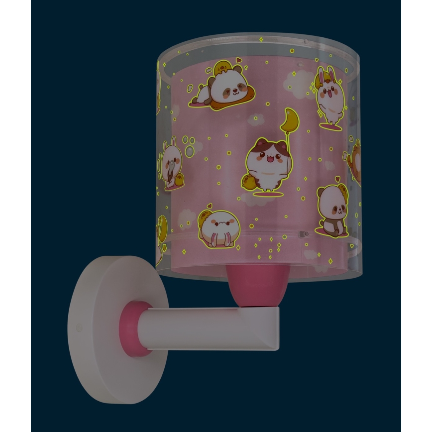 Dalber 41769S - Kinderwandlamp KAWAII FRIENDS 1xE27/15W/230V roze