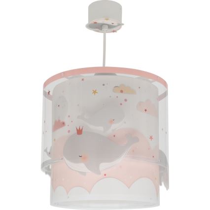 Dalber 61172S - Hanglamp voor kinderen WHALE DREAMS 1xE27/15W/230V roze