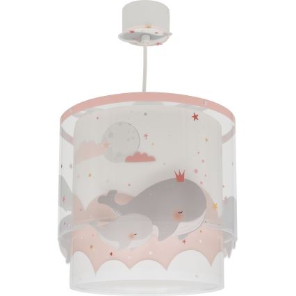 Dalber 61172S - Hanglamp voor kinderen WHALE DREAMS 1xE27/15W/230V roze