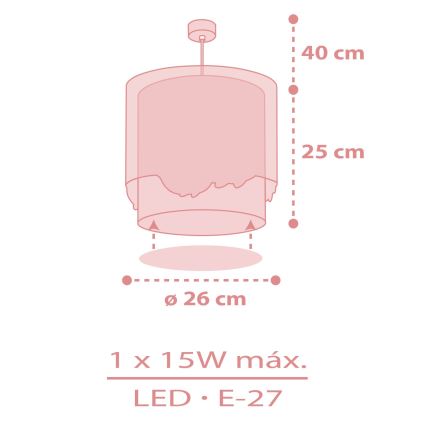 Dalber 61172S - Hanglamp voor kinderen WHALE DREAMS 1xE27/15W/230V roze