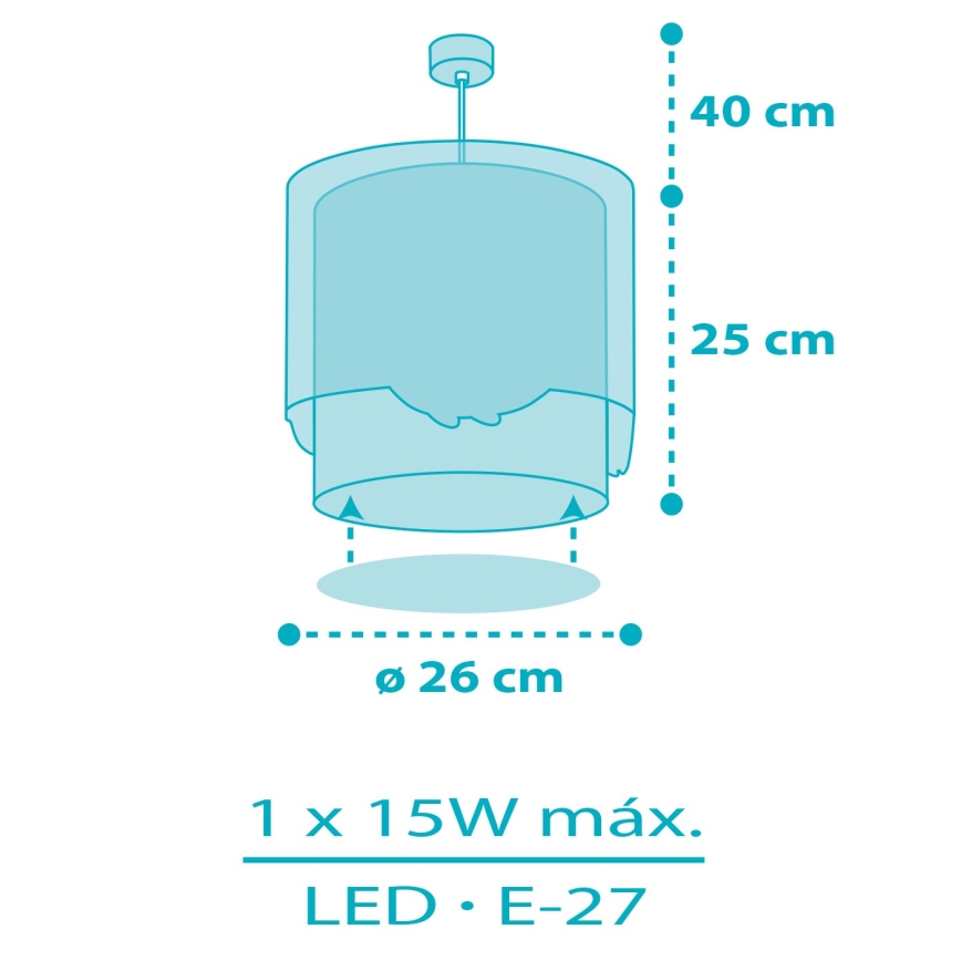 Dalber 61172T - Hanglamp voor kinderen WHALE DREAMS 1xE27/15W/230V blauw