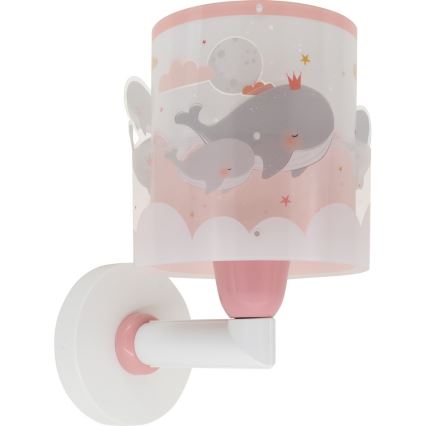 Dalber 61179S - Wandlamp voor kinderen WHALE DREAMS 1xE27/15W/230V roze