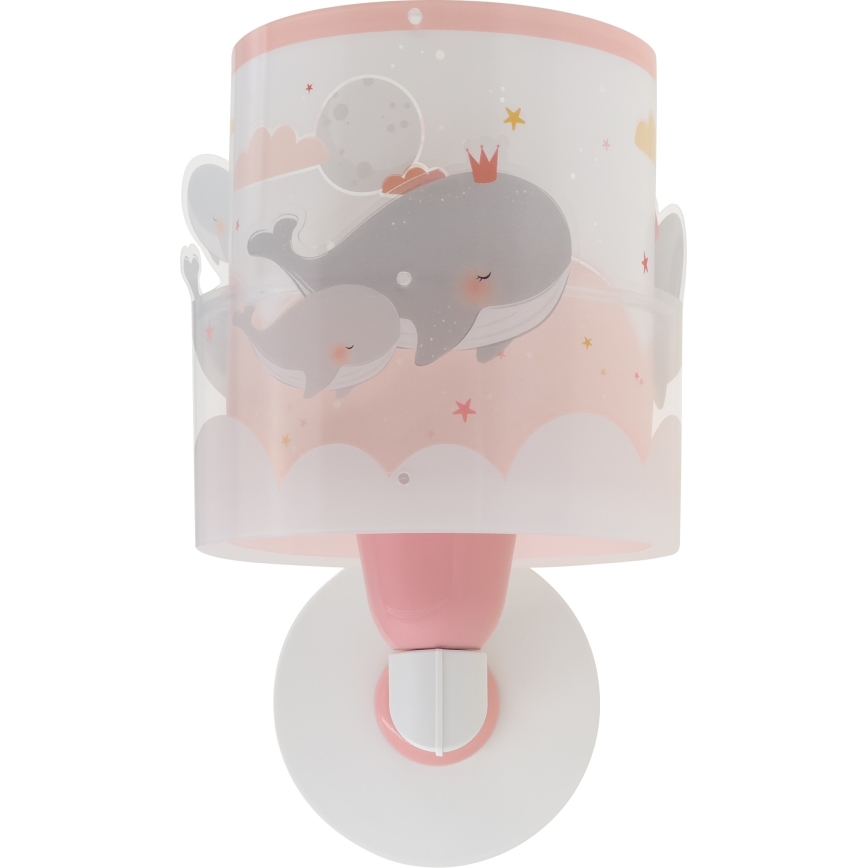 Dalber 61179S - Wandlamp voor kinderen WHALE DREAMS 1xE27/15W/230V roze