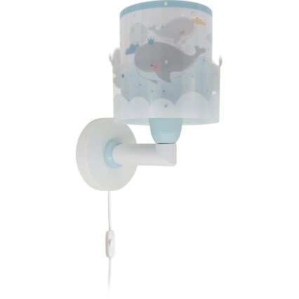 Dalber 61179T - Wandlamp voor kinderen WHALE DREAMS 1xE27/15W/230V blauw