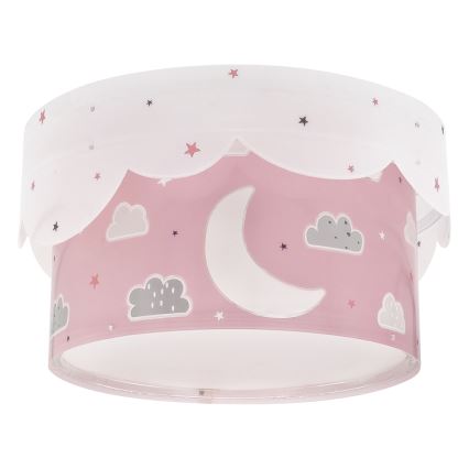 Dalber 61236S - Plafondlamp voor Kinderen MOON 2xE27/60W/230V roze