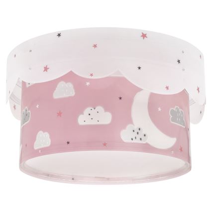 Dalber 61236S - Plafondlamp voor Kinderen MOON 2xE27/60W/230V roze