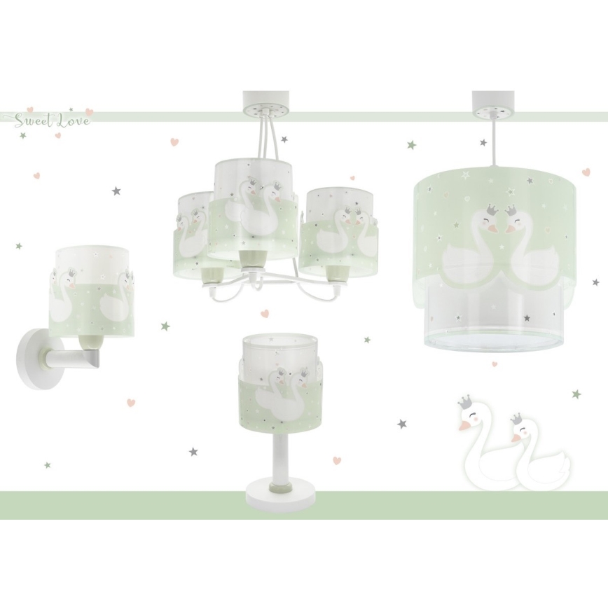 Dalber 61717H - Hanglamp voor Kinderen SWEET LOVE 3xE27/60W/230V groen