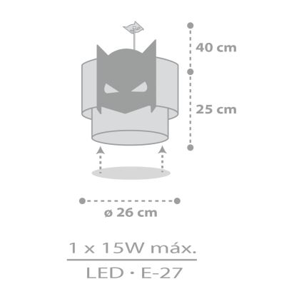 Dalber 61802 - Hanglamp voor kinderen DARK HERO 1xE27/15W/230V