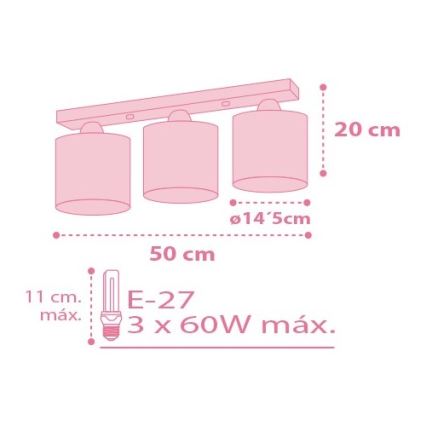 Dalber 62003S - Plafonnière kinderkamer COLORS 3xE27/60W/230V