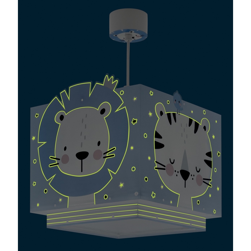 Dalber 63112T - Hanglamp voor Kinderen JUNGLE 1xE27/15W/230V blauw
