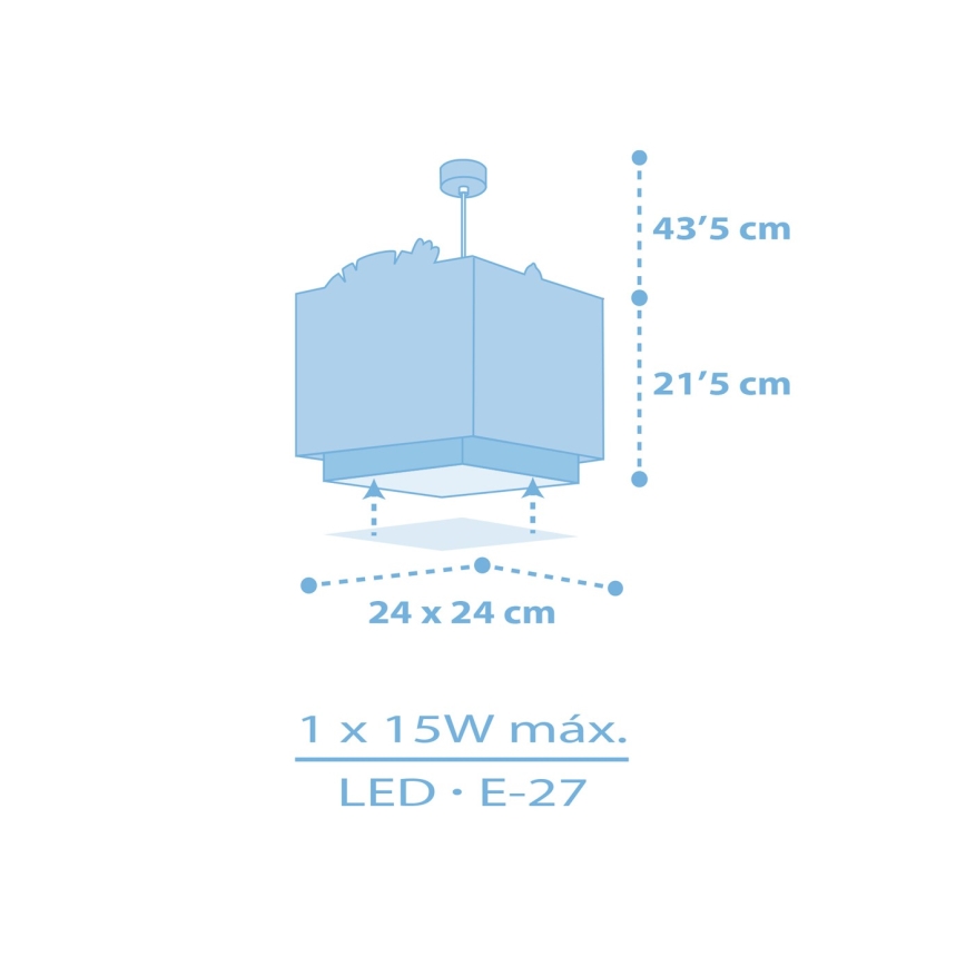 Dalber 63112T - Hanglamp voor Kinderen JUNGLE 1xE27/15W/230V blauw