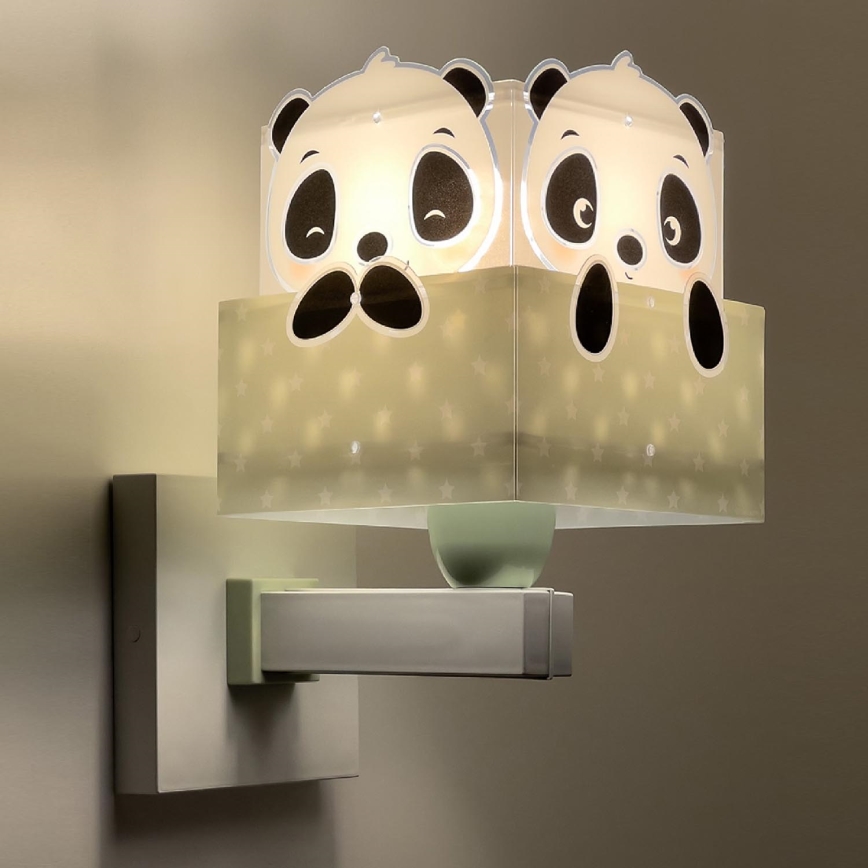 63169H Wand Lamp voor Kinderen PANDA 1xE27/60W/230V groen | Lampenmanie