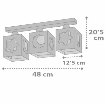 Dalber 63233NE - Plafonnière kinderkamer MOONLIGHT 3xE27/60W/230V