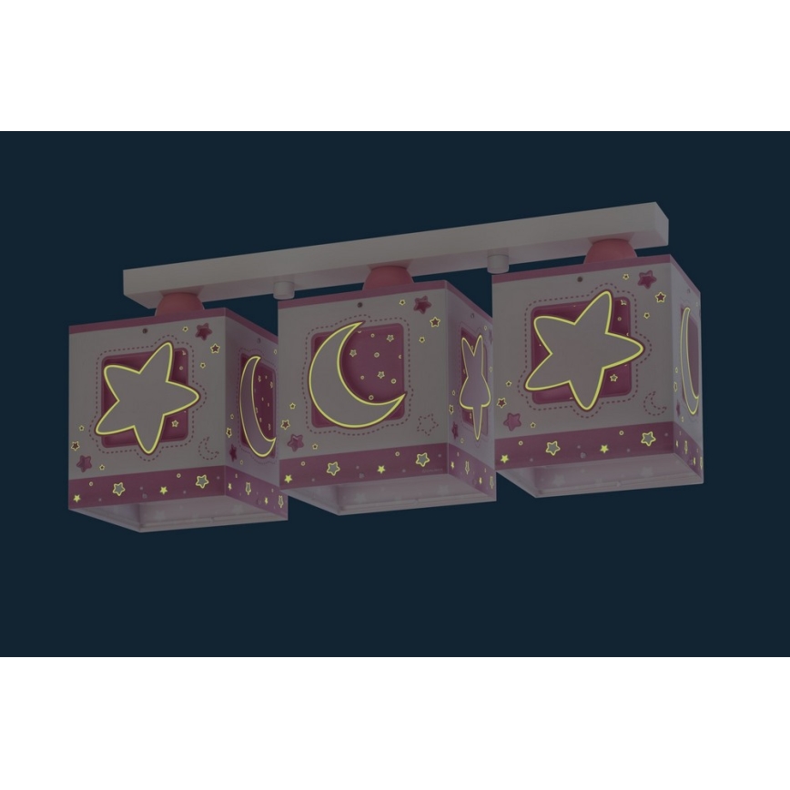 Dalber 63233NS - Plafondverlichting kinderkamer MOON LIGHT 3xE27/60W/230V roze