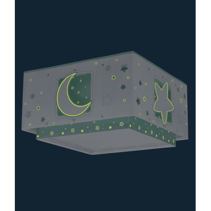 Dalber 63236H - Plafondlamp voor Kinderen MOONLIGHT 2xE27/60W/230V groen