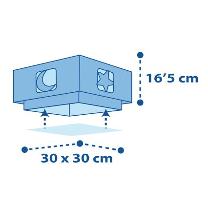 Dalber 63236T - Plafondlamp voor Kinderen MOONLIGHT 2xE27/60W/230V blauw