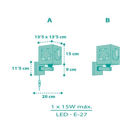 Dalber 63239H - Wandlamp voor kinderen MOONLIGHT 1xE27/15W/230V groen