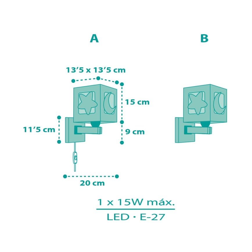 Dalber 63239H - Wandlamp voor kinderen MOONLIGHT 1xE27/15W/230V groen
