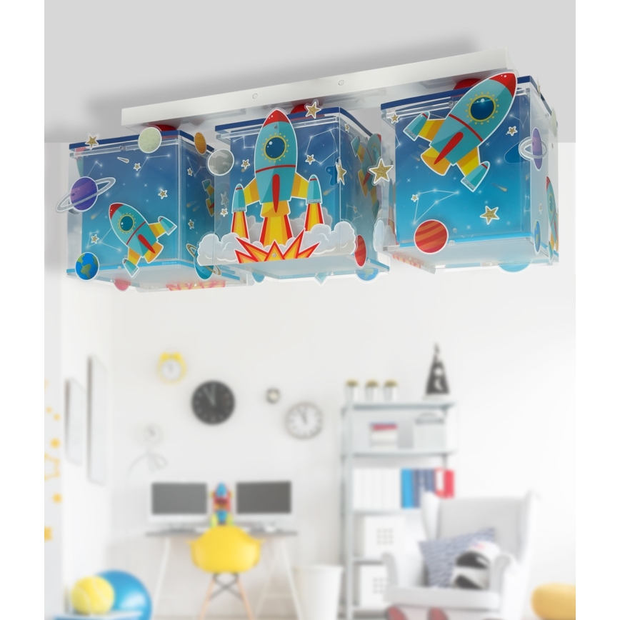 Dalber 63353 - Plafondlamp kinderkamer ROCKET 3xE27/15W/230V