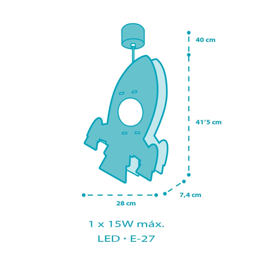 Dalber 63357 - Hanglamp voor kinderen ROCKET 1xE27/15W/230V
