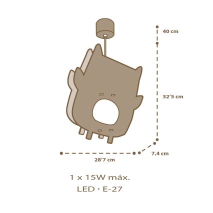 Dalber 63397 - Hanglamp voor kinderen OWL 1xE27/15W/230V