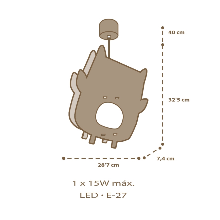 Dalber 63397 - Hanglamp voor kinderen OWL 1xE27/15W/230V