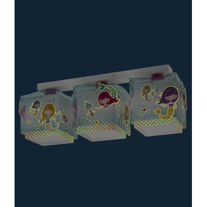 Dalber 63443 - Plafondlamp voor Kinderen MERMAIDS 3xE27/60W/230V