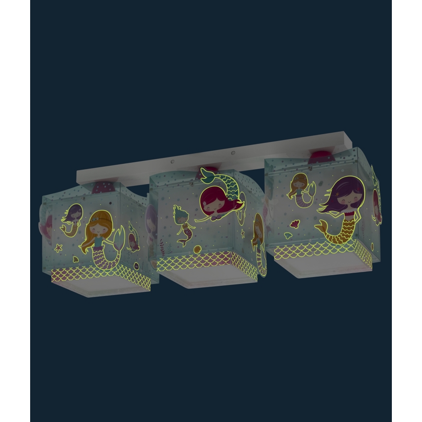 Dalber 63443 - Plafondlamp voor Kinderen MERMAIDS 3xE27/60W/230V