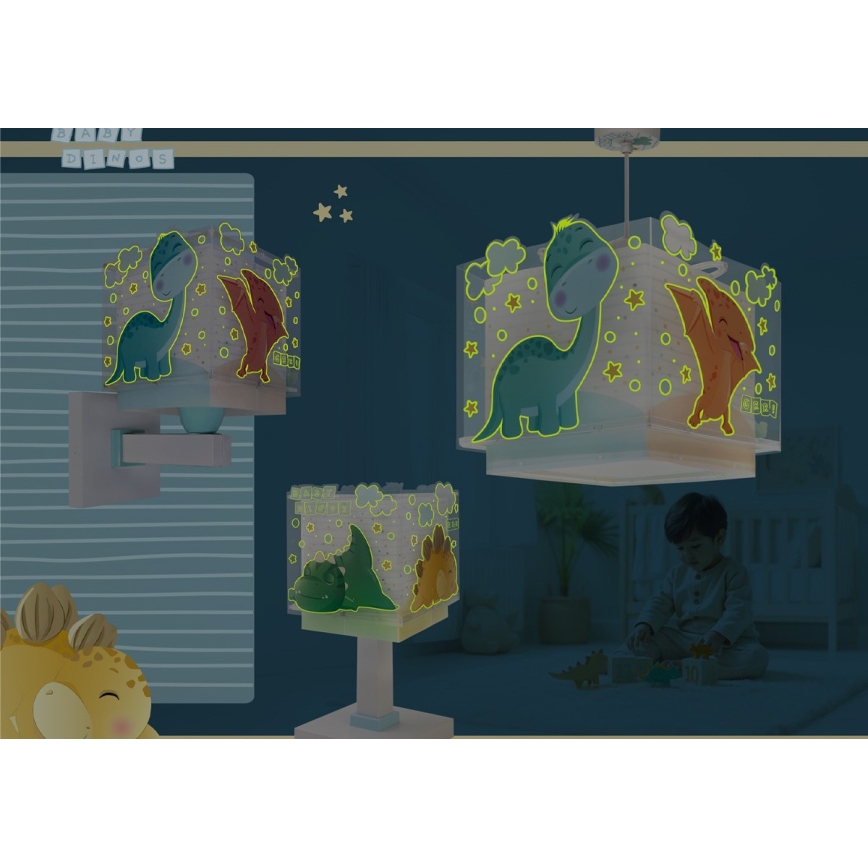 Dalber 63452 - Kinderlamp BABY DINOS 1xE27/15W/230V in vrolijke kleuren