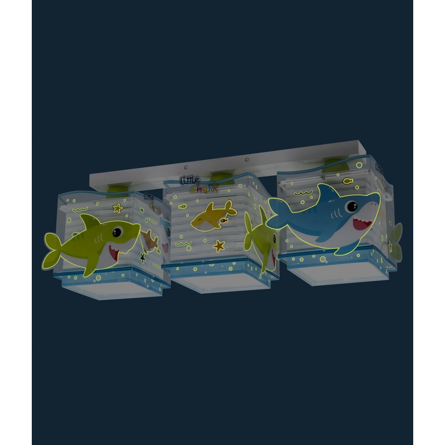 Dalber 63473 - Plafondlamp voor Kinderen BABY SHARK 3xE27/60W/230V