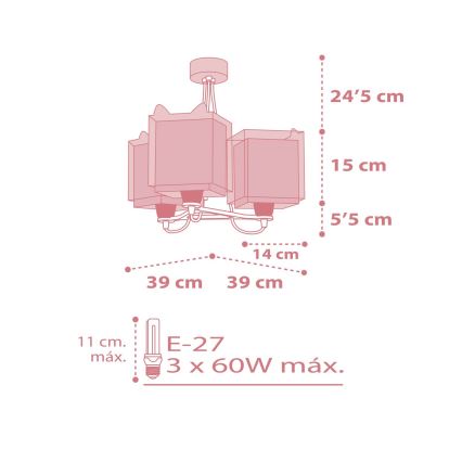 Dalber 64587 - Hanglamp kinderkamer LITTLE FOX 3xE27/60W/230V