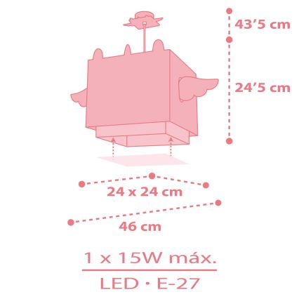 Dalber 64592 - Hanglamp voor kinderen LITTLE UNICORN 1xE27/15W/230V