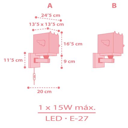 Dalber 64599 - Wandlamp voor kinderen LITTLE UNICORN 1xE27/15W/230V