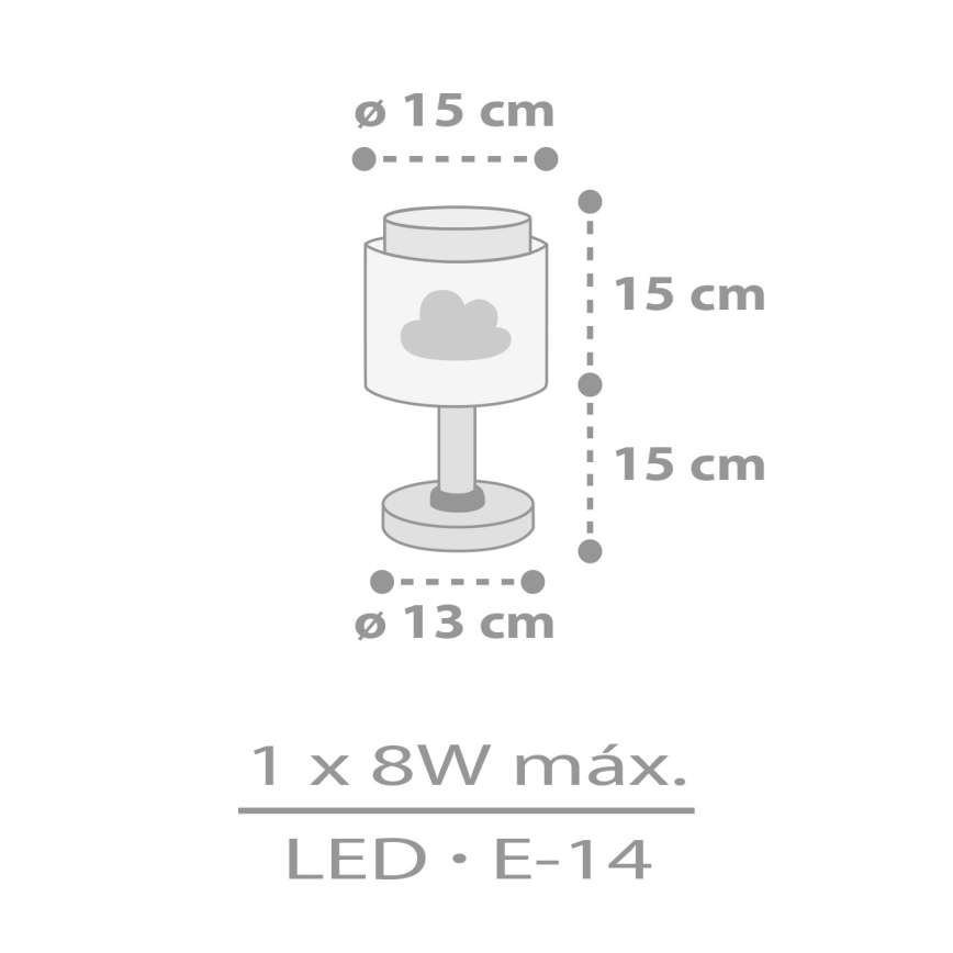 Dalber 76011E - Kleine kinderlamp BABY DREAMS 1xE14/8W/230V grijs