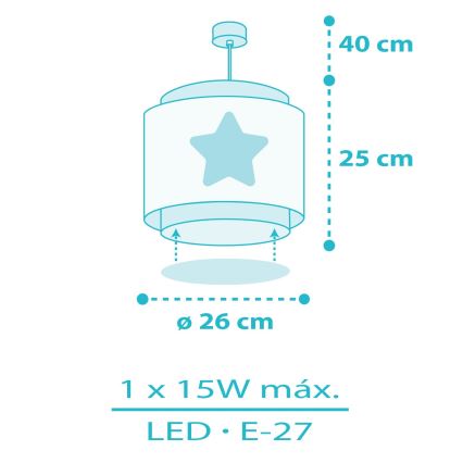 Dalber 76012T - Hanglamp voor kinderen BABY DREAMS 1xE27/15W/230V blauw