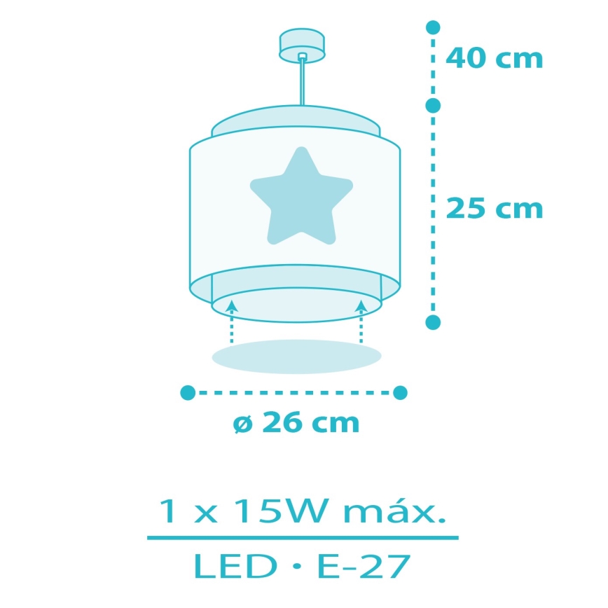 Dalber 76012T - Hanglamp voor kinderen BABY DREAMS 1xE27/15W/230V blauw