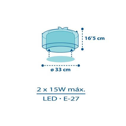 Dalber 76116 - Plafondlamp voor Kinderen JUNGLE 2xE27/15W/230V