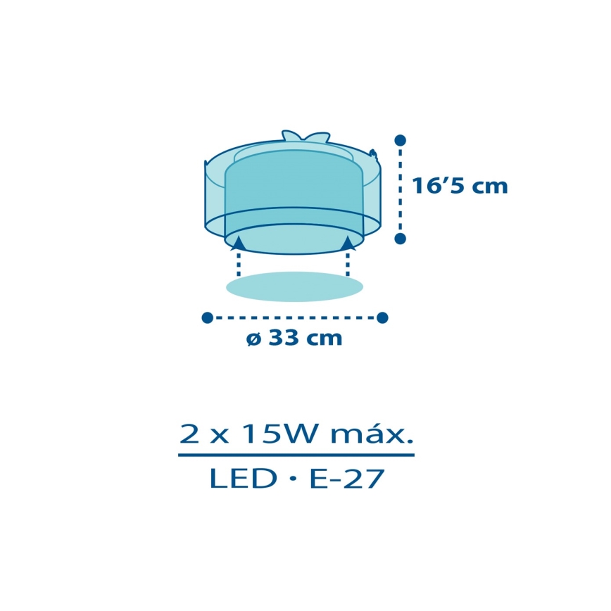 Dalber 76116 - Plafondlamp voor Kinderen JUNGLE 2xE27/15W/230V