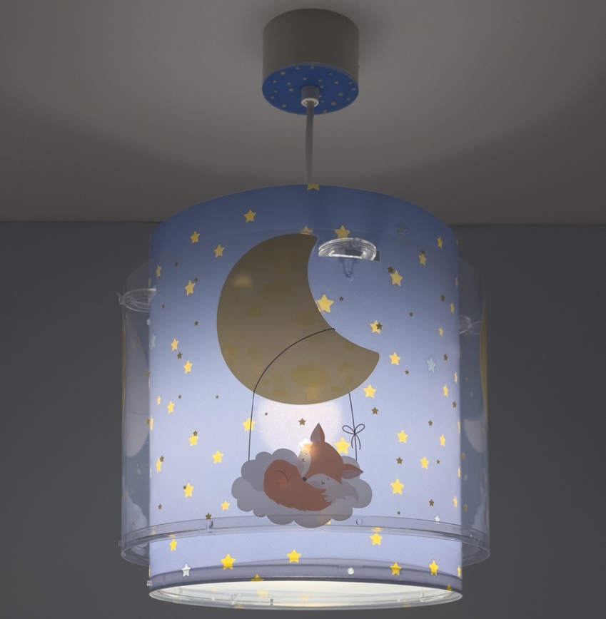 Dalber 76632 - Kinderplafondlamp MOON DREAMS 1xE27/15W/230V blauw