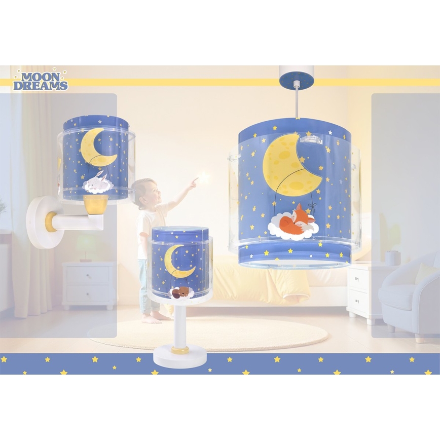 Dalber 76632 - Kinderplafondlamp MOON DREAMS 1xE27/15W/230V blauw