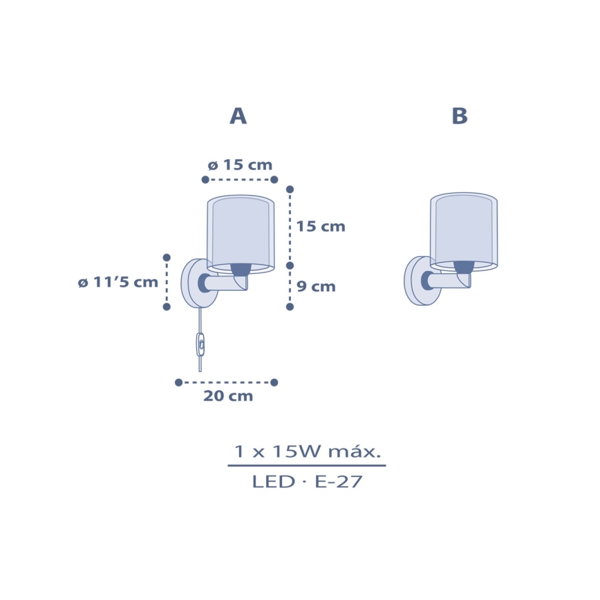 Dalber 76639 - Kinderwandlamp MOON DREAMS 1xE27/15W/230V blauw