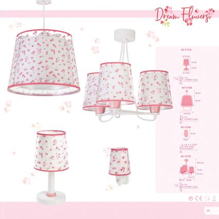 Dalber 81171S - Kinderlampje DREAM FLOWERS 1xE14/40W/230V