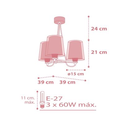 Dalber 81197S - Kinderhanglamp LIGHT FEELING 3xE27/60W/230V